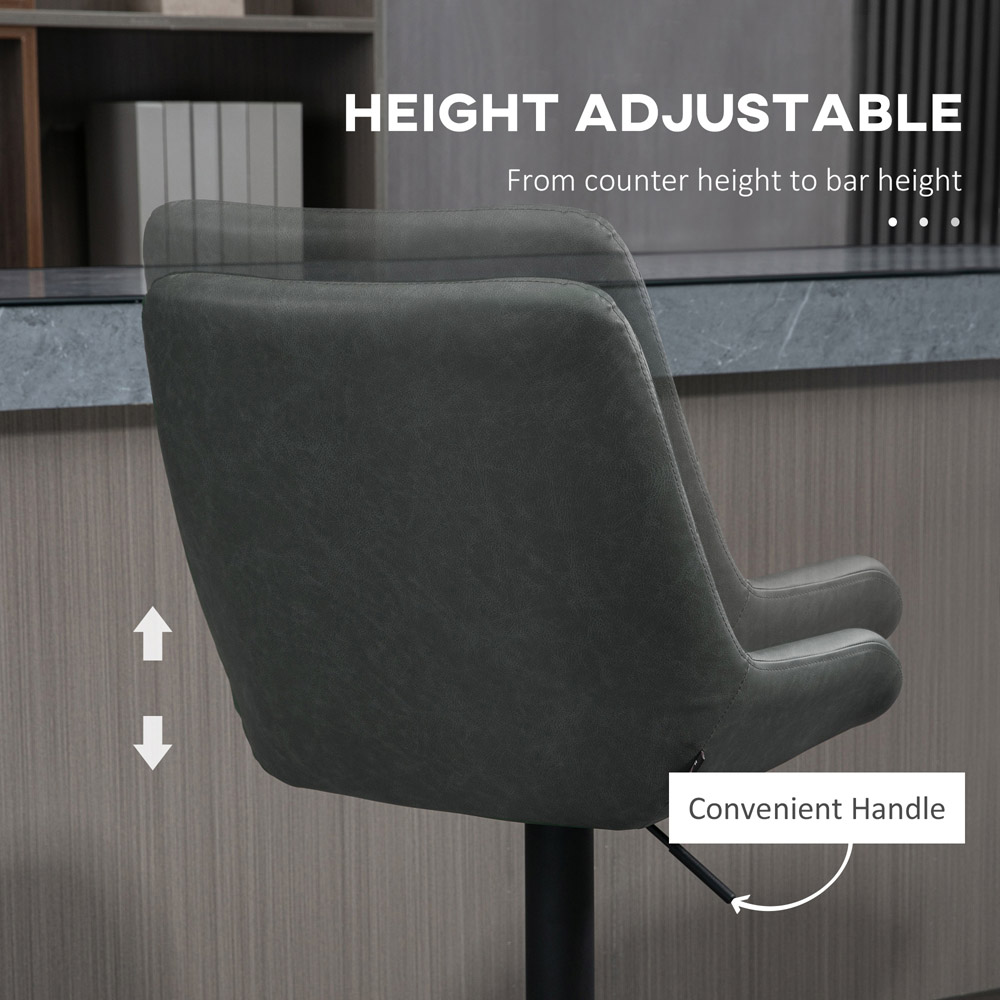 Portland Dark Grey Height Adjustable Bar Stool Set of 2 Image 5