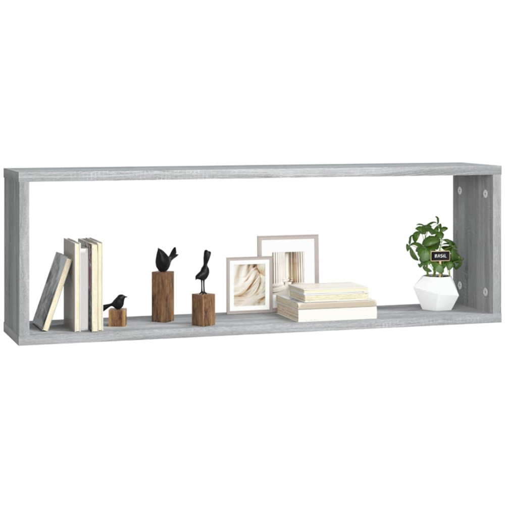 vidaXL 80cm Set of 4 Grey Sonoma Cube Floating Wall Shelf Image 2