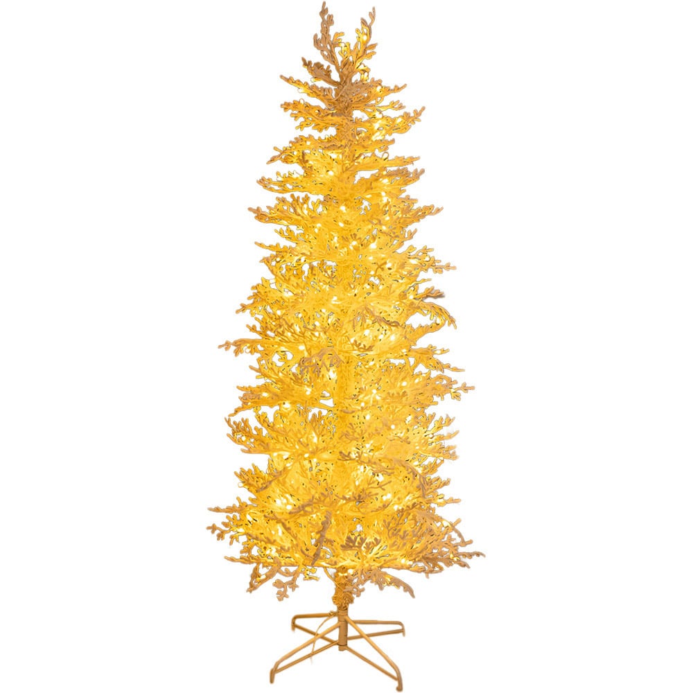 The Christmas Centre 300 Warm White LED Pre-Lit Snow Effect Light-Up Xmas Tree 6ft Image 1