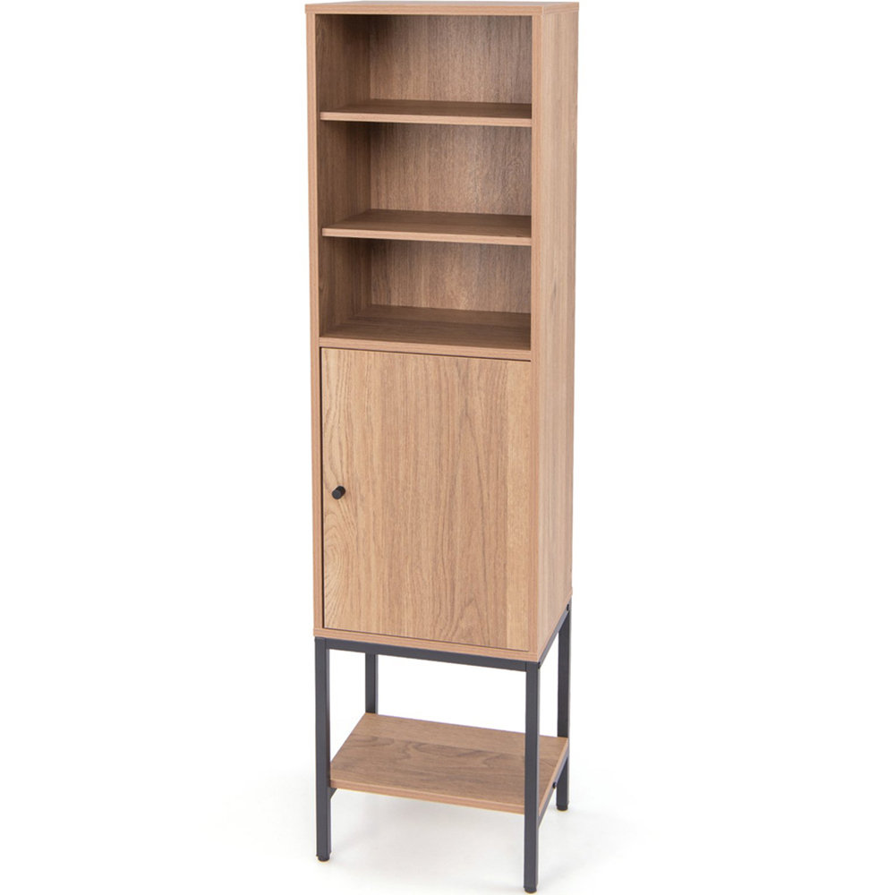 Costway Single Door 4 Shelf Natural Tall Storage Cabinet Image 2
