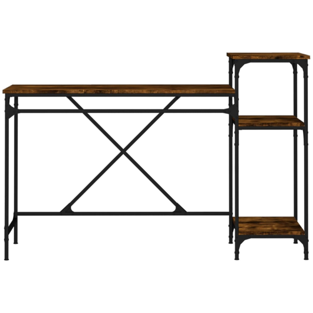 vidaXL 3 Shelf Desk Smoked Oak Image 4