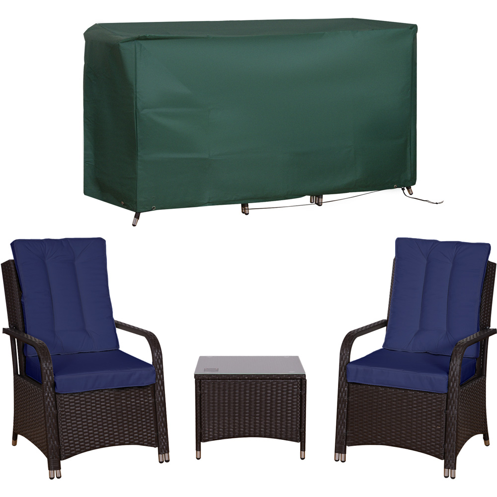 Outsunny 2 Seater Dark Blue PE Rattan Bistro Set with Cover Image 2