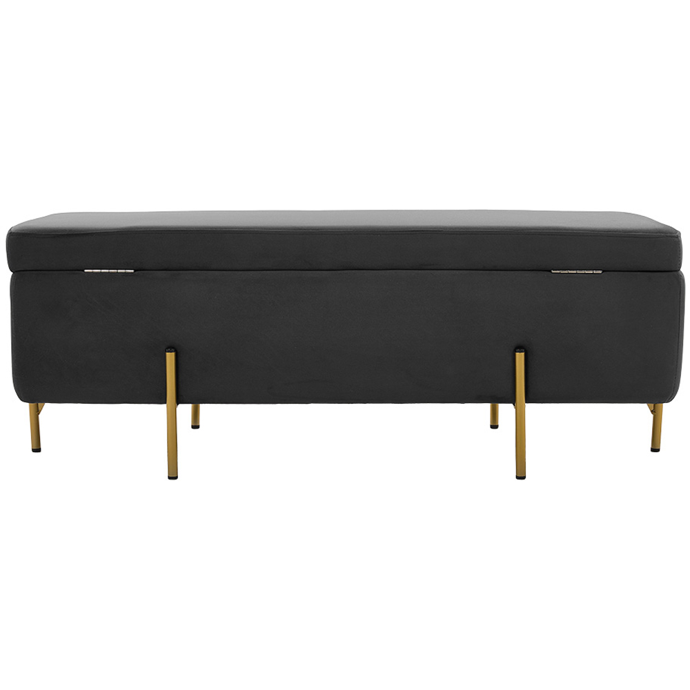 Living and Home Grey Flip Top Flannel Upholstered Storage Bench Image 4