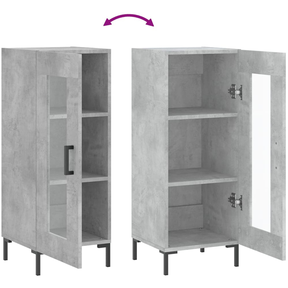vidaXL Single Door 3 Shelf Concrete Grey Sideboard Image 9