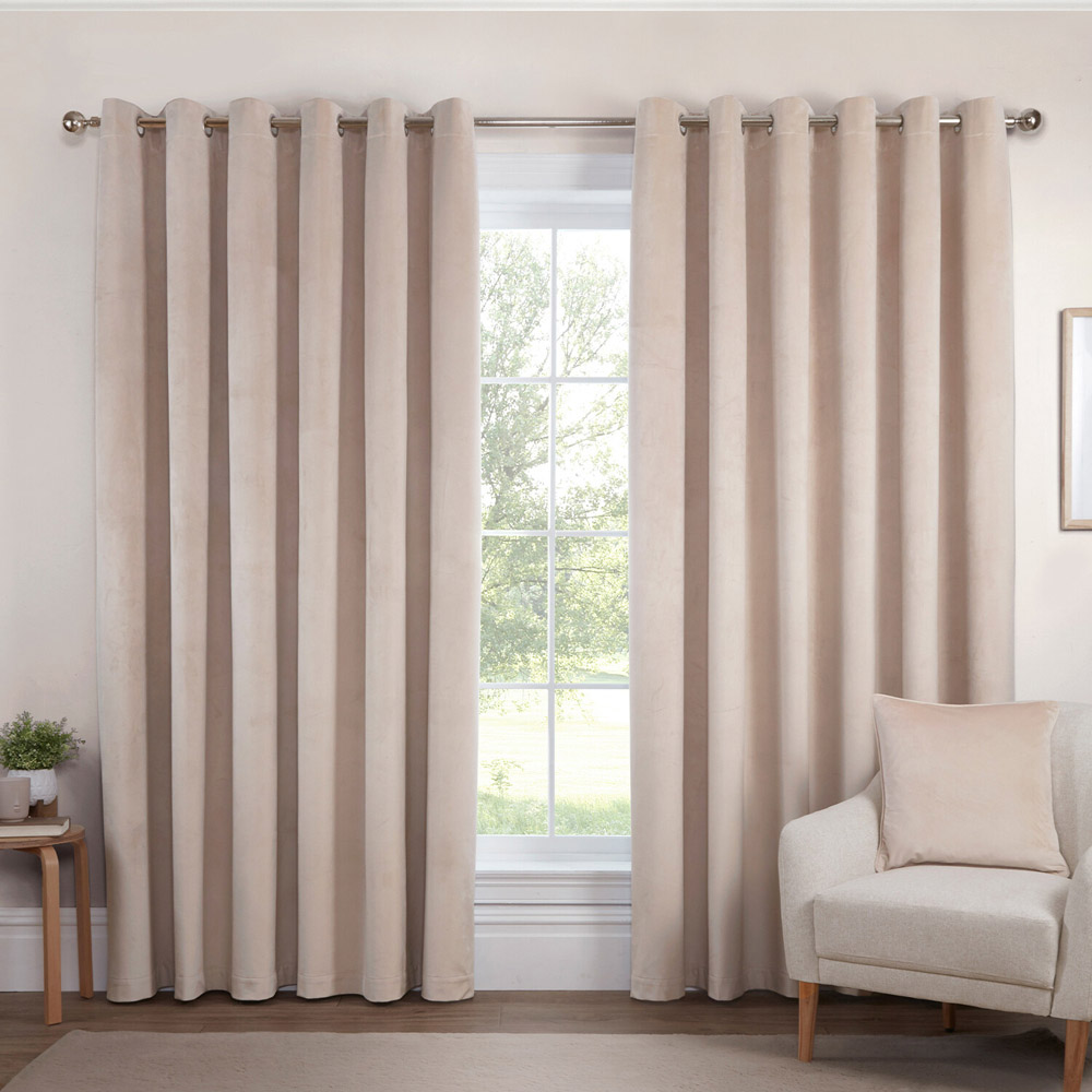 Vermont Velvet Blackout Curtain Natural 229 x 168cm Image 1