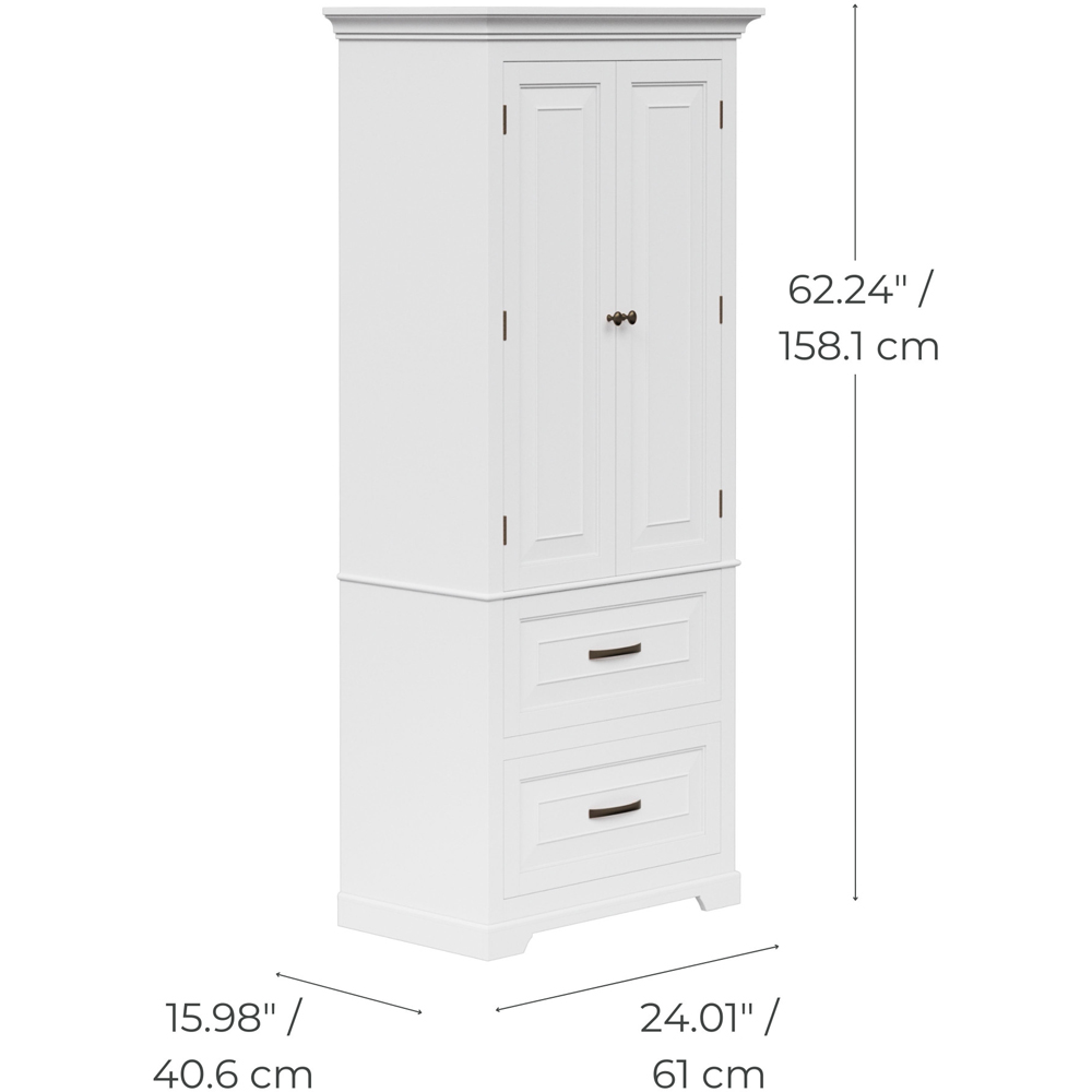 Teamson Home St James 2 Door 2 Drawer White Tower Cabinet Image 9