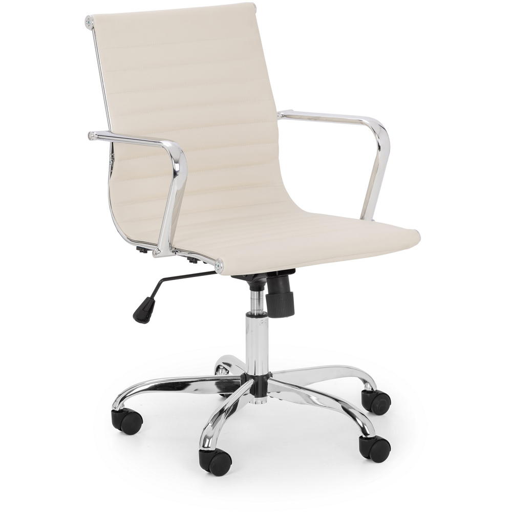 Julian Bowen Gio Ivory and Chrome Faux Leather Swivel Office Chair Image 2