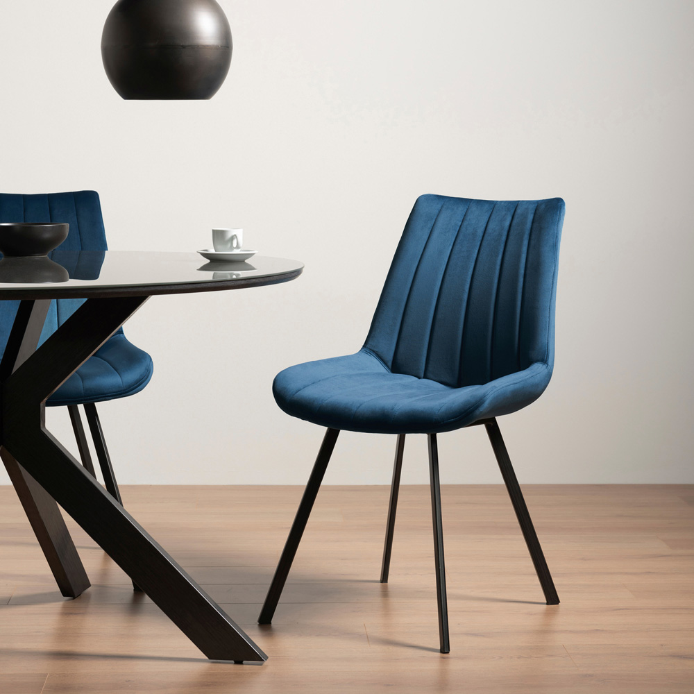 Bentley Designs Fontana Blue Velvet Fabric Upholstered Chair Image 6