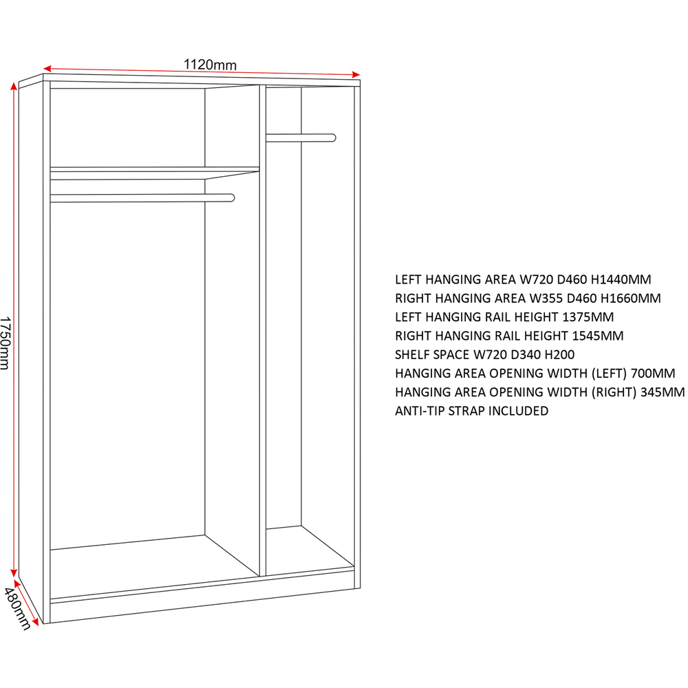 Seconique Denver 3 Door Wardrobe Grey Gloss Bedroom Furniture Set Image 6