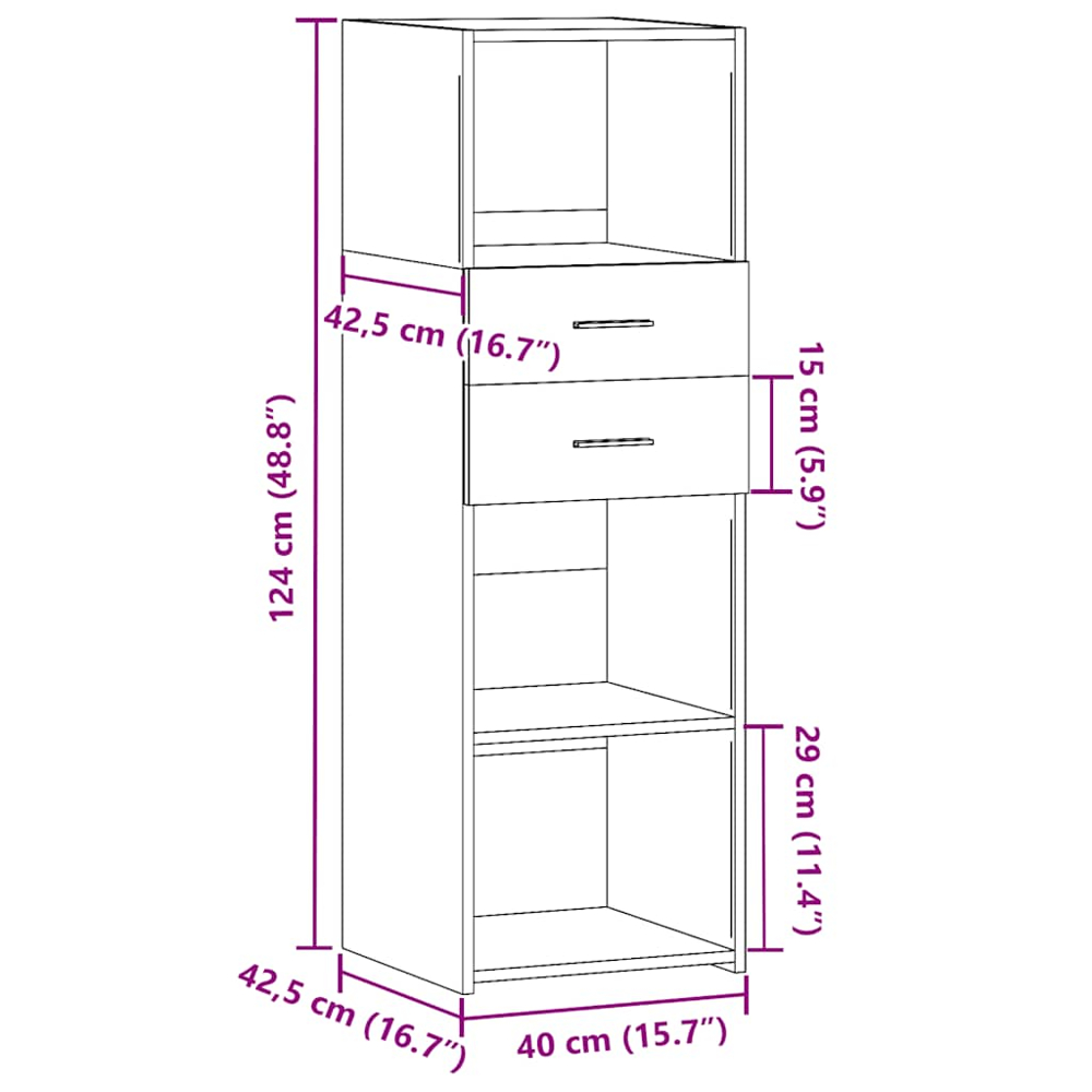 vidaXL 2 Drawer 3 Shelf Brown Oak Highboard Image 9