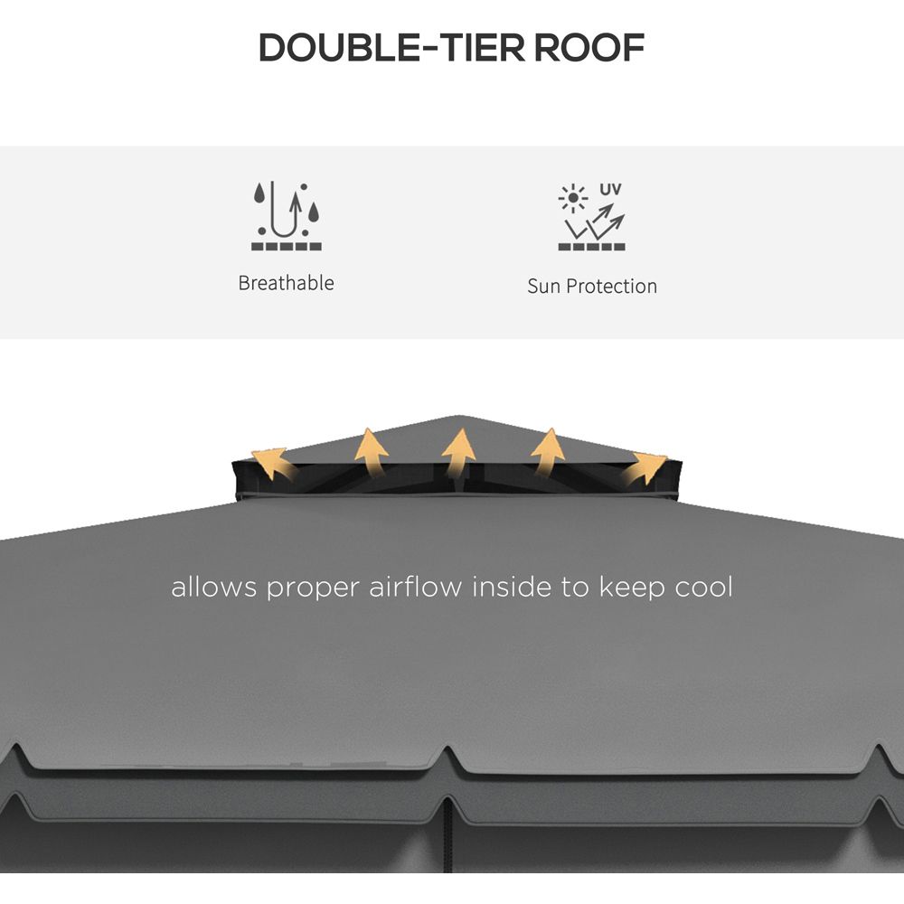 Outsunny 3 x 3m Light Grey Aluminium and Steel Frame Gazebo with Netting Image 4
