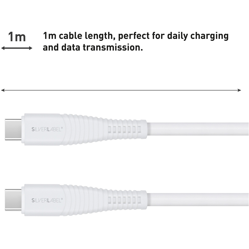 SilverLabel White USB-C to USB-C Cable 1m Image 3