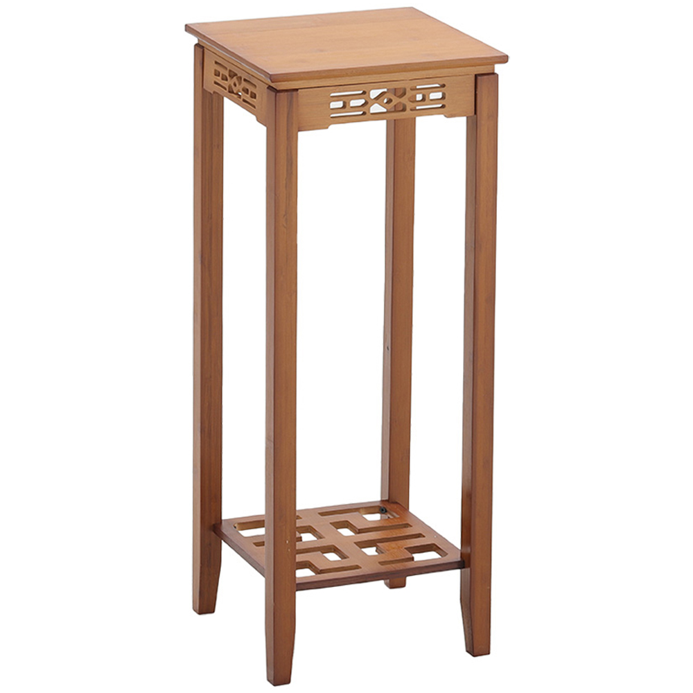 Living And Home 2-Tier Bamboo Plant Stand Classic Chinese Style Flower Stand Image 1