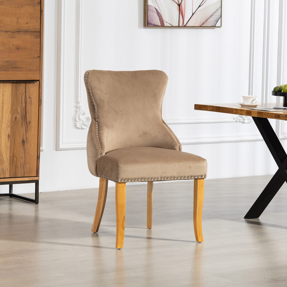 Artemis Home Orvino Set of 2 Brown Velvet Fabric Dining Chair Image 6