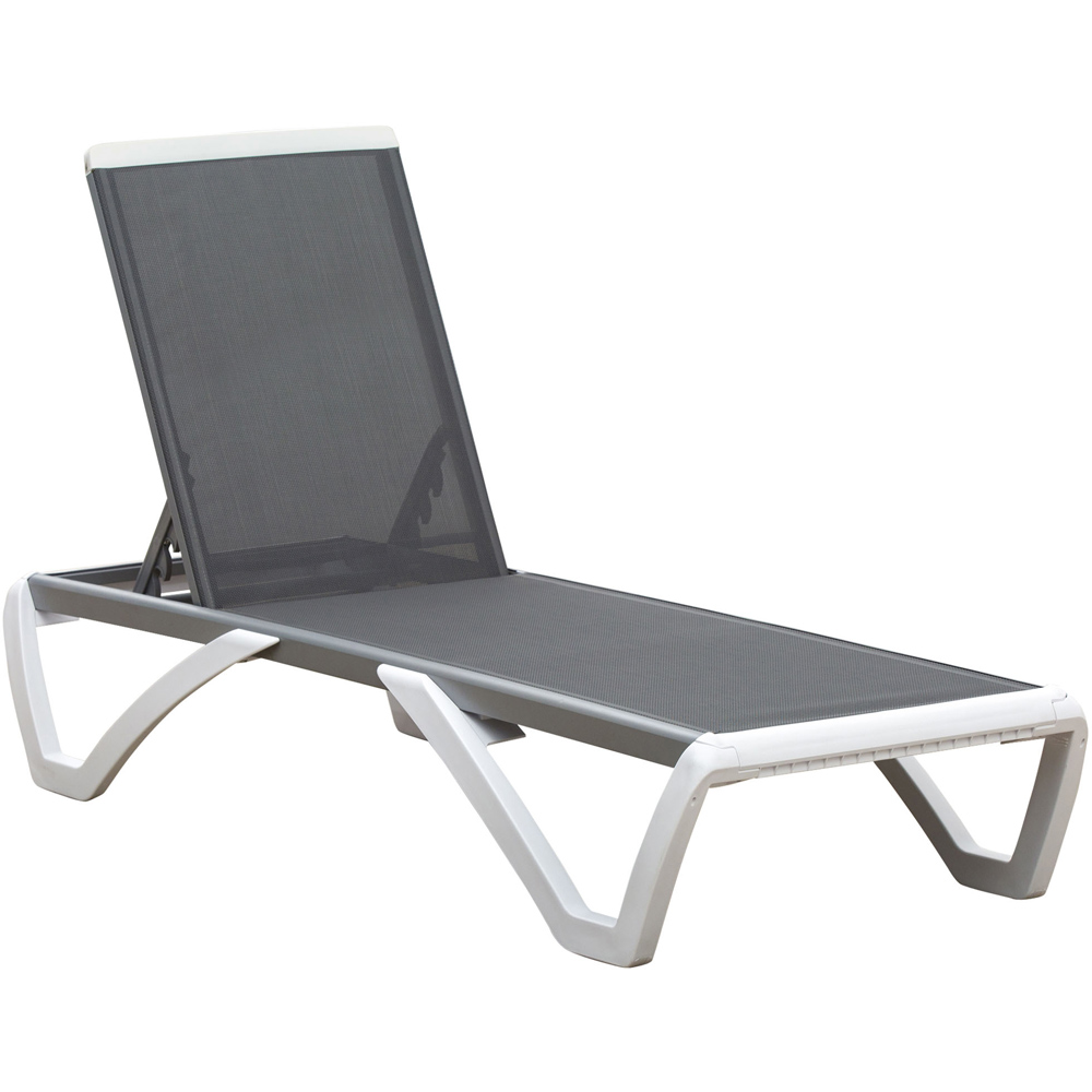 Outsunny Light Grey 5 Level Adjustable Sun Lounger Image 2