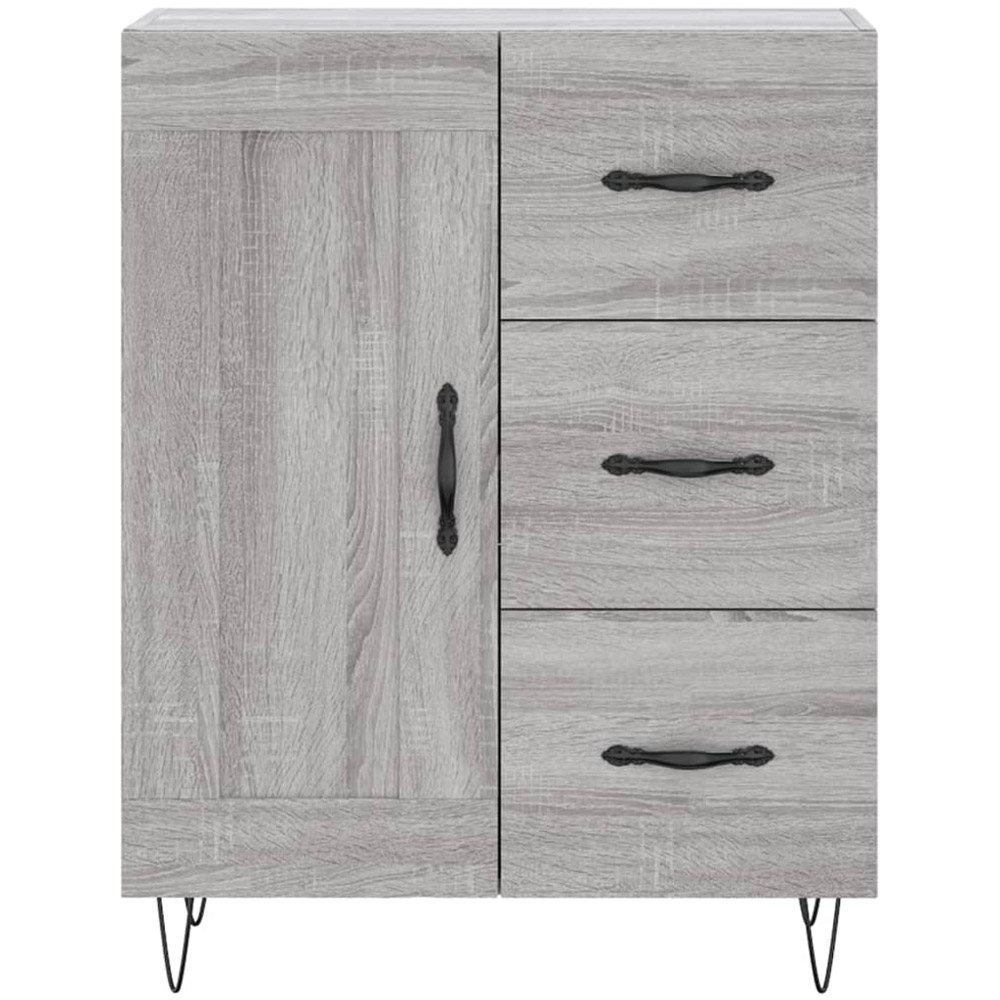 vidaXL 3 Door 3 Drawer Grey Sonoma Highboard with Hairpin Legs Image 8