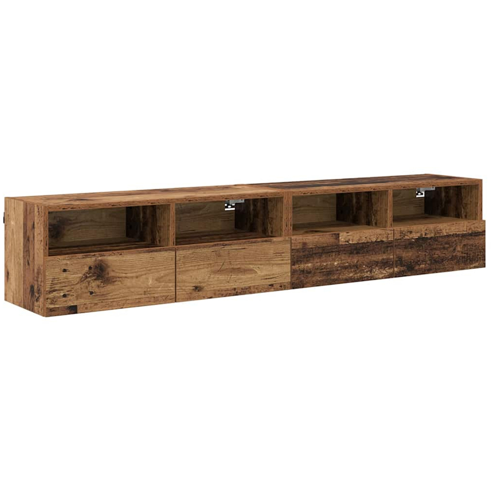 vidaXL 2 Door 2 Shelf Old Wood Wide Wall Mounted TV Unit Set of 2 Image 2