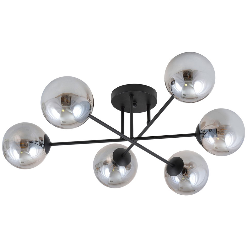 Emibig Roma 6 Light Graphite Shade Black E14 Ceiling Light Image 1