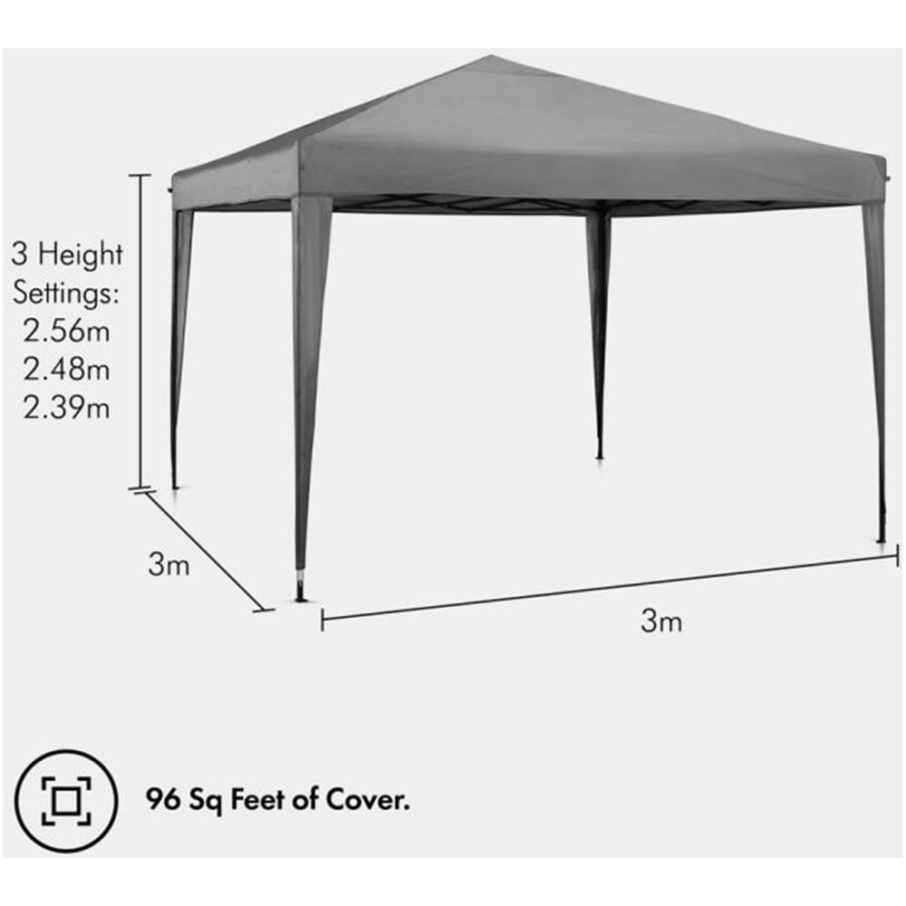 VonHaus 3 x 3m Grey Pop-up Gazebo Image 6