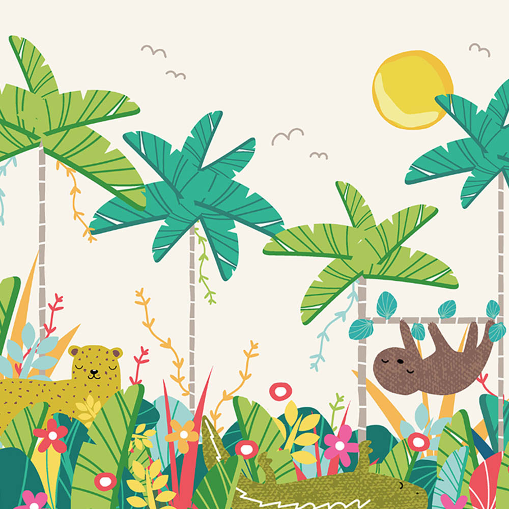 Origin Murals Jungle Animals Green Wall Mural Image 2