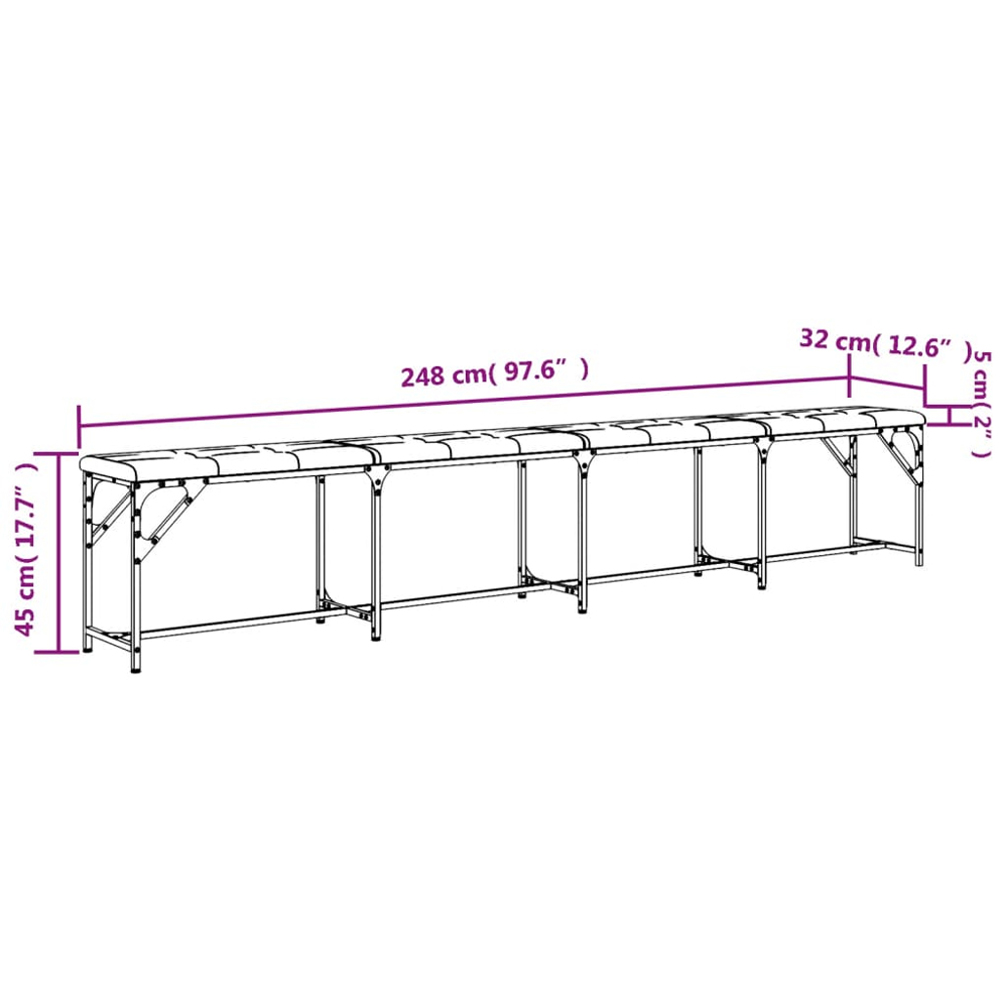 vidaXL 4 Seater Dark Grey Steel and Fabric Dining Bench Image 8