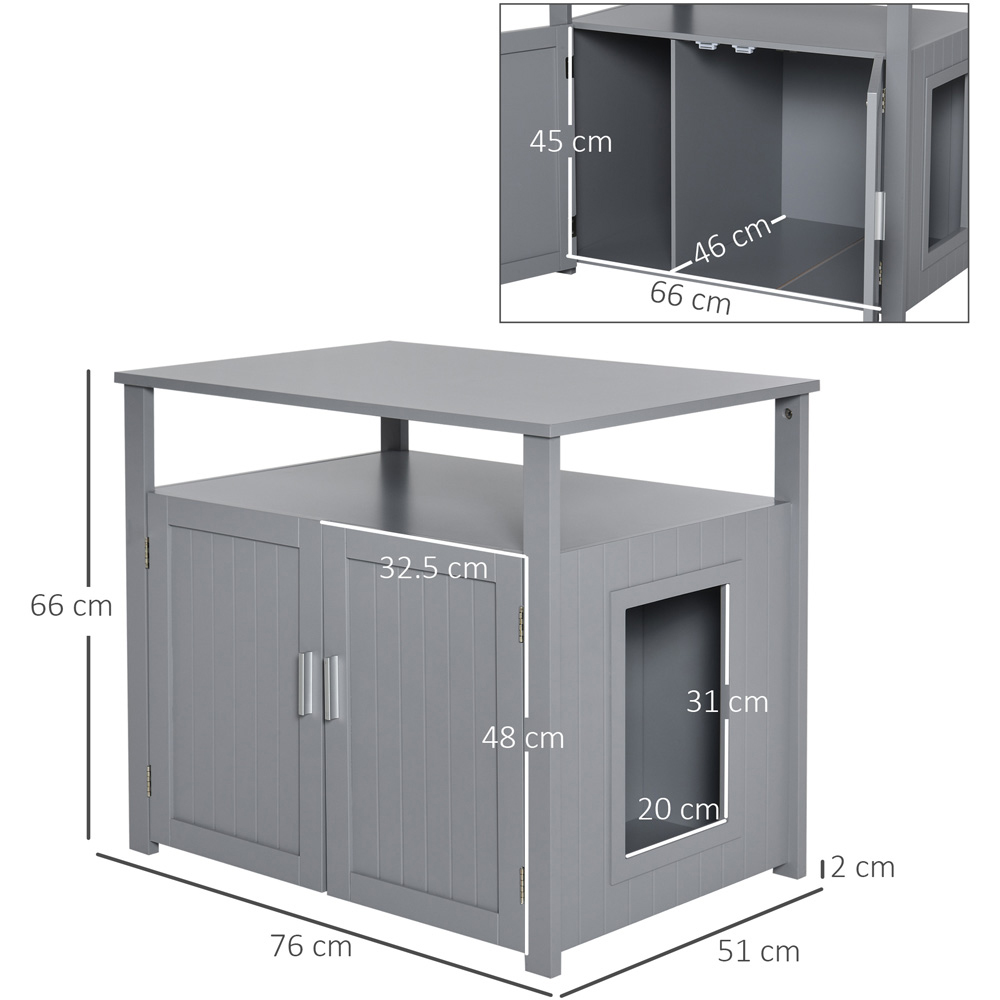 PawHut Enclosure Grey Cat Litter Box 76 x 51 x 66cm Image 7