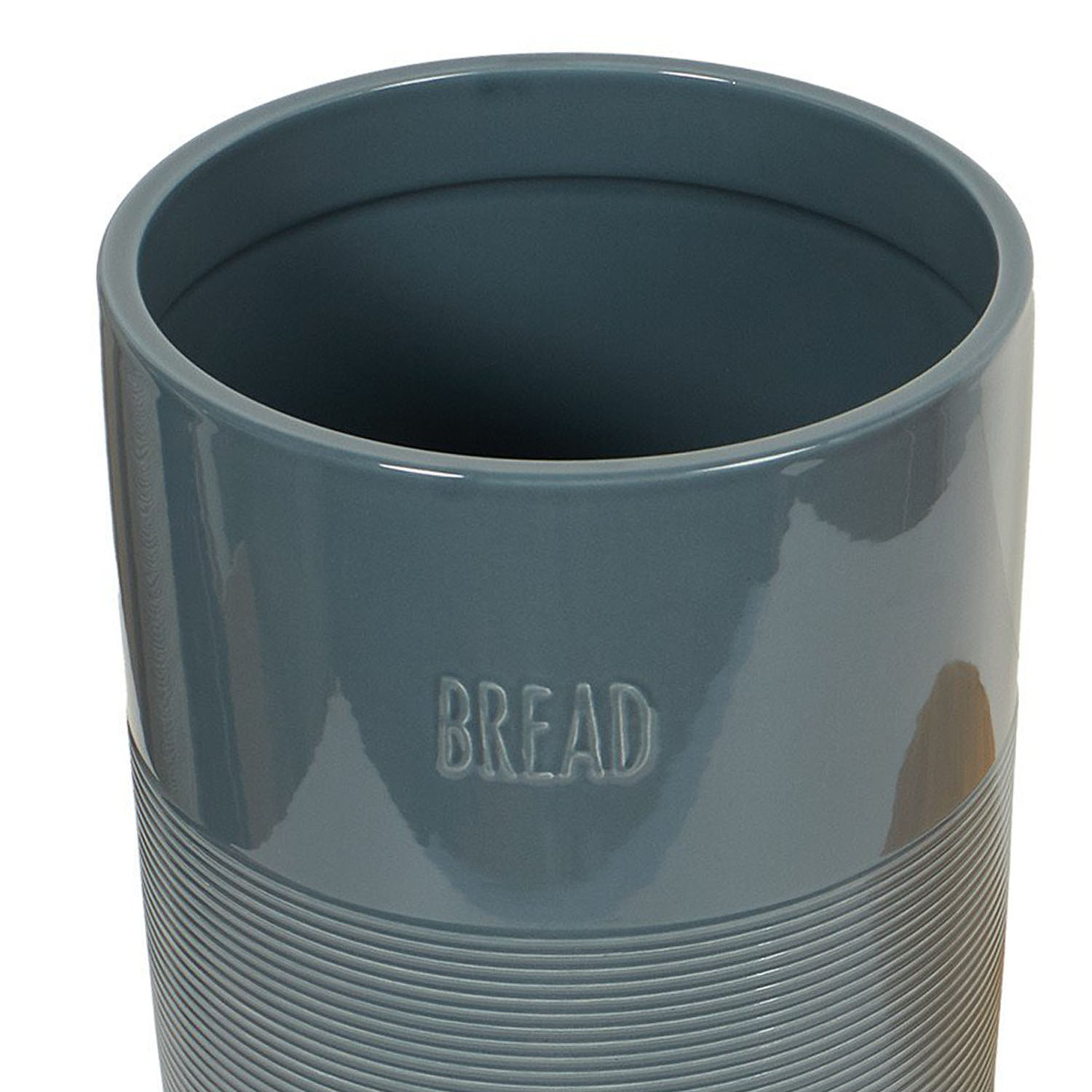 Embossed Ribbed Bread Canister - Slate Blue Image 6