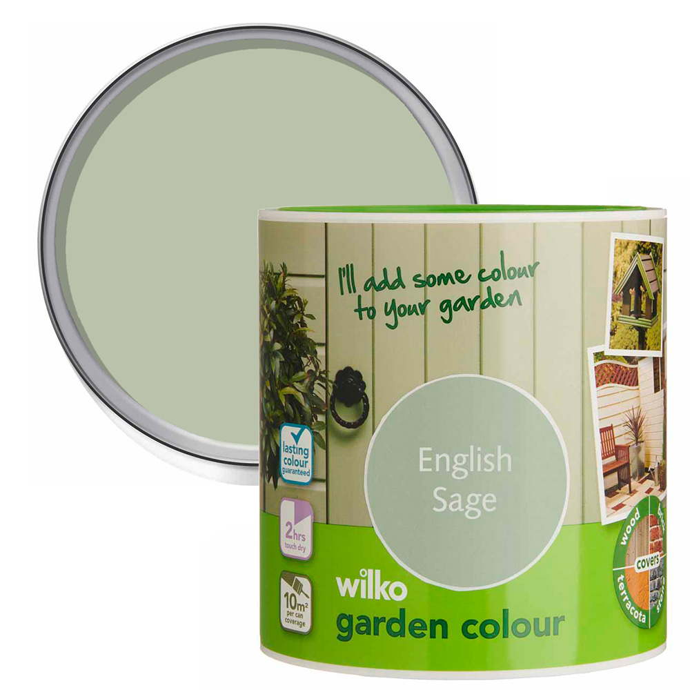 Wilko Garden Colour English Sage Green Wood Paint 1L Image 1