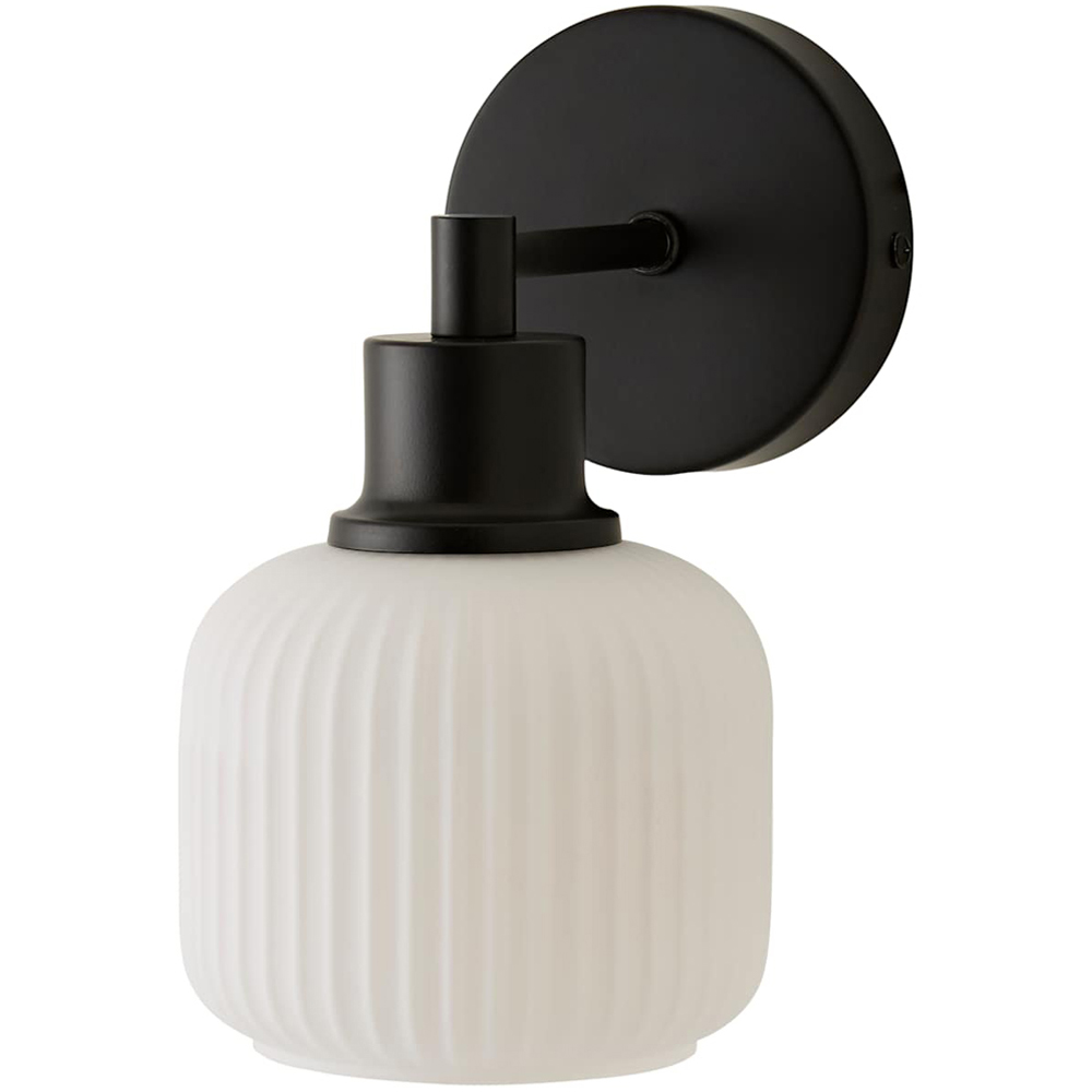 ValueLights Calpe Frosted Glass Semi Flush Black Metallic Arm Wall Light with Bulb 2 Pack Image 1