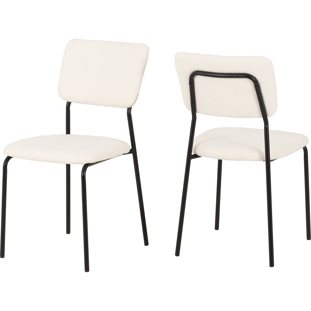 Seconique Sheldon Set of 4 Ivory Boucle Dining Chairs Image 2
