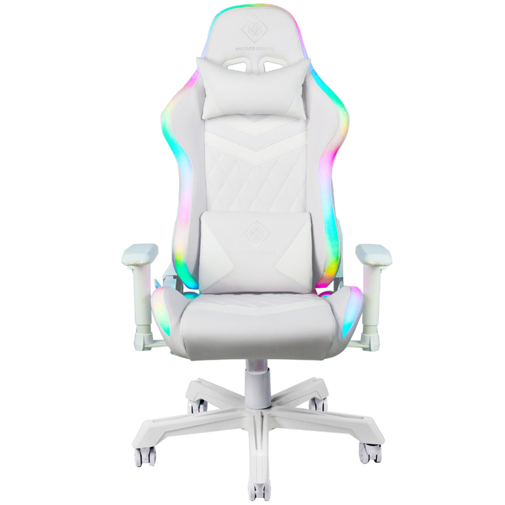 Deltaco White Leather RGB LED Gaming Chair Image 2