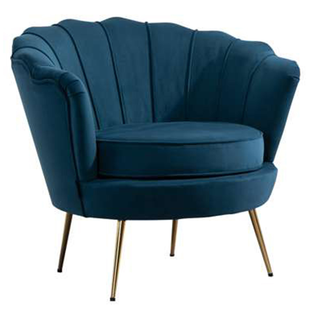Ariel Blue and Gold Fabric Accent Chair Image 2