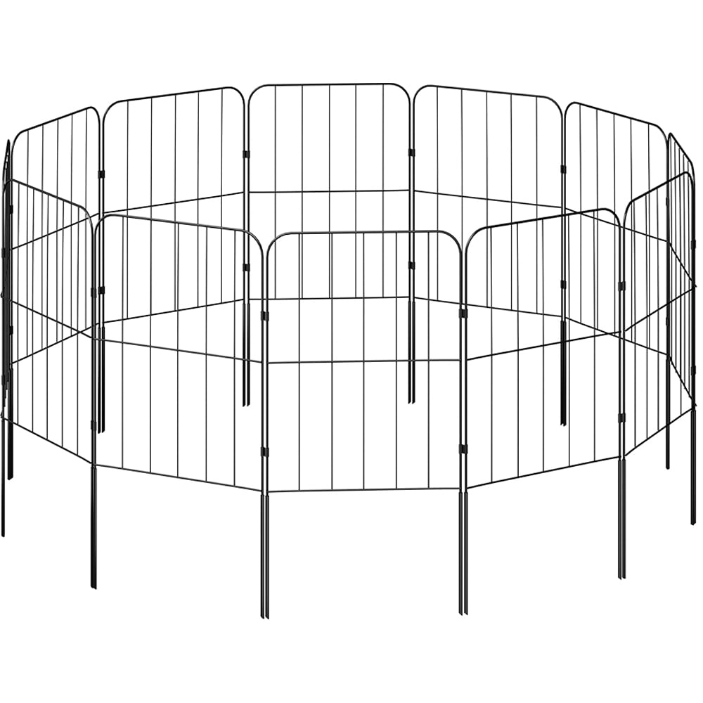 Living and Home Black 31 x 61cm 25 Pack Multipurpose Wrought Iron Garden Fence Image 3