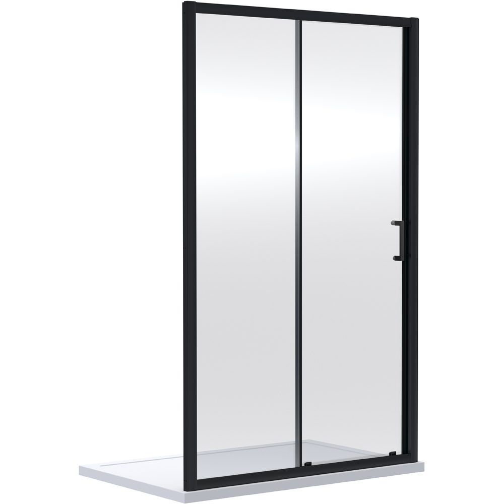 nuie Matt Black Single Sliding Shower Door 1700mm Image 1