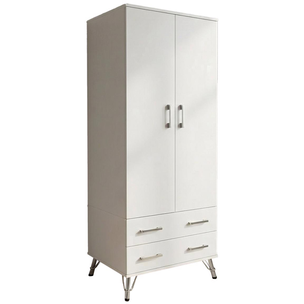 FWStyle Maldon 2 Door 2 Drawer White Wardrobe Image 2