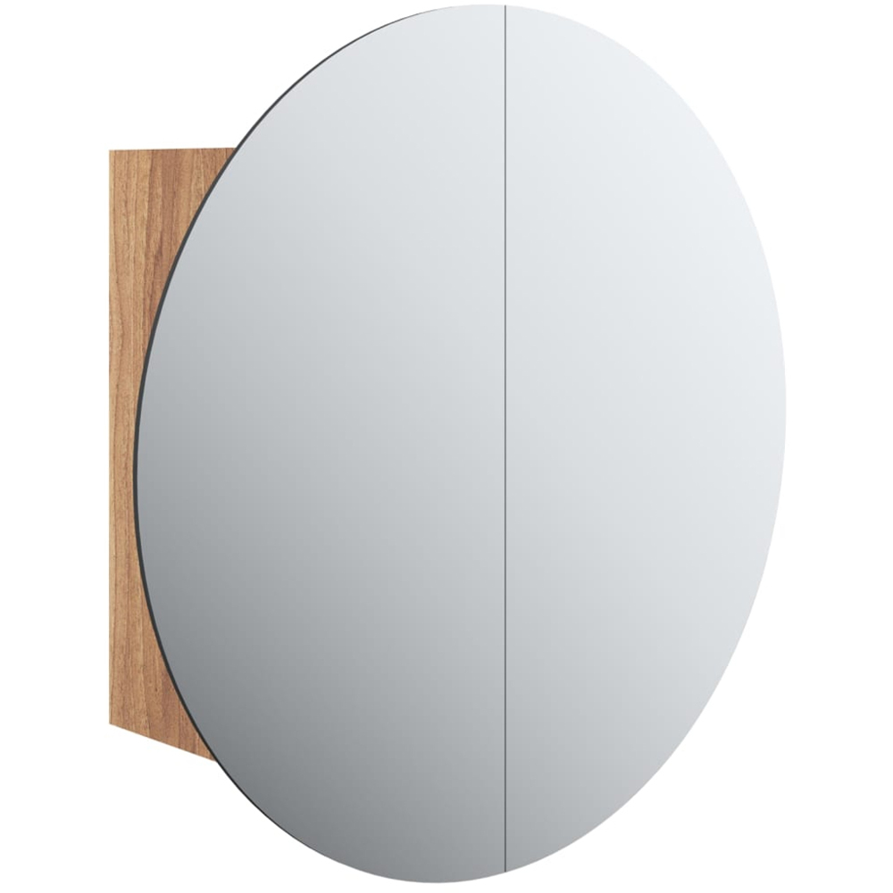 vidaXL 2 Door LED Round Mirror Bathroom Cabinet Image 2