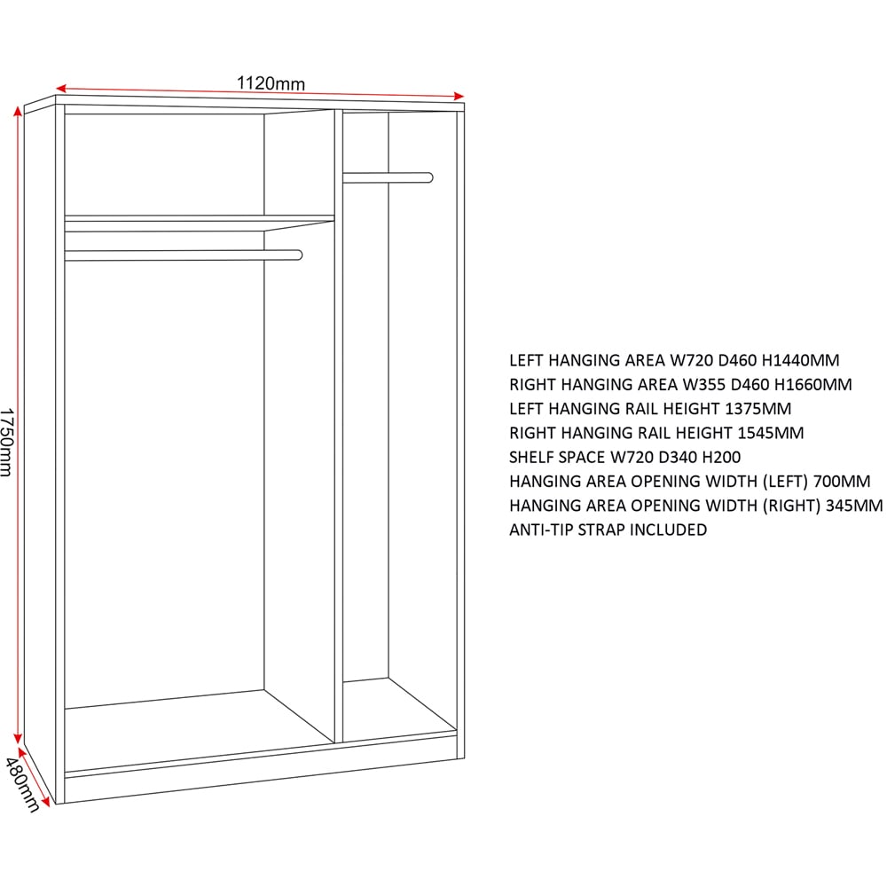 Seconique Denver 3 Door Wardrobe White Gloss Bedroom Furniture Set Image 6