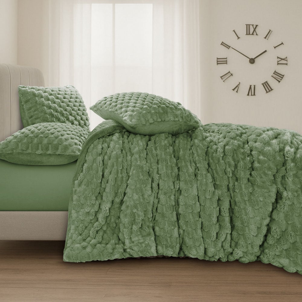 Velosso King Size Olive Chunky Popcorn Duvet Set Image 2