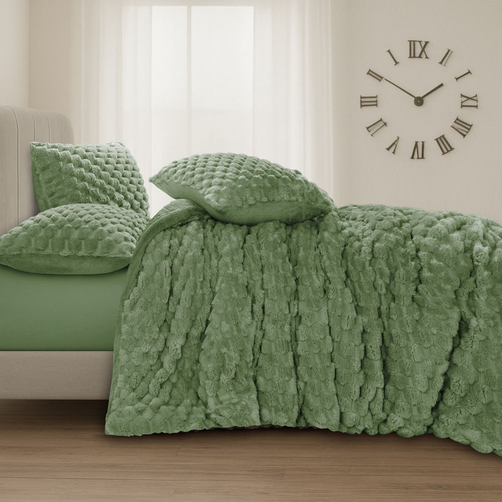Velosso Double Olive Chunky Popcorn Duvet Set Image 2