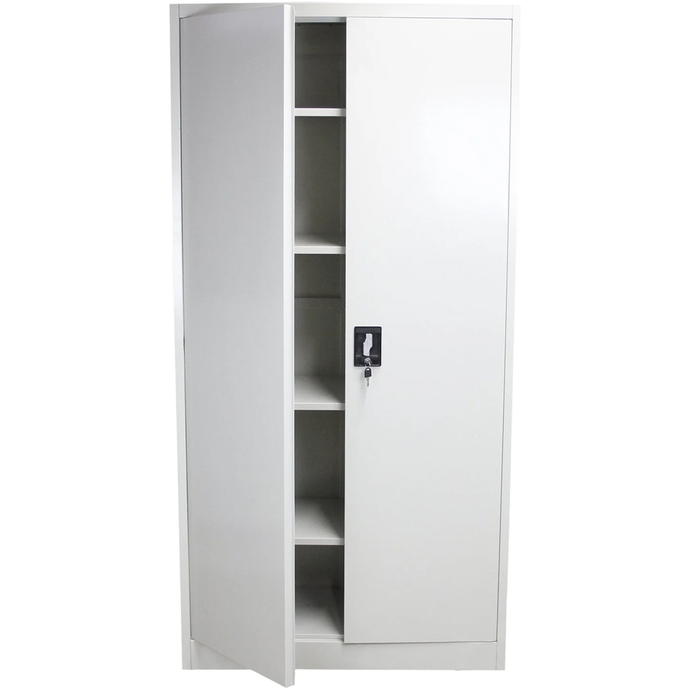 MonsterShop 2 Door 4 Shelf Light Grey Filing Cabinet Image 4