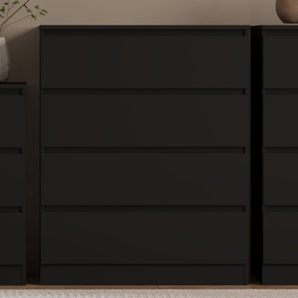 Seconique Malvern 4 Drawer Black Chest of Drawers Image 1
