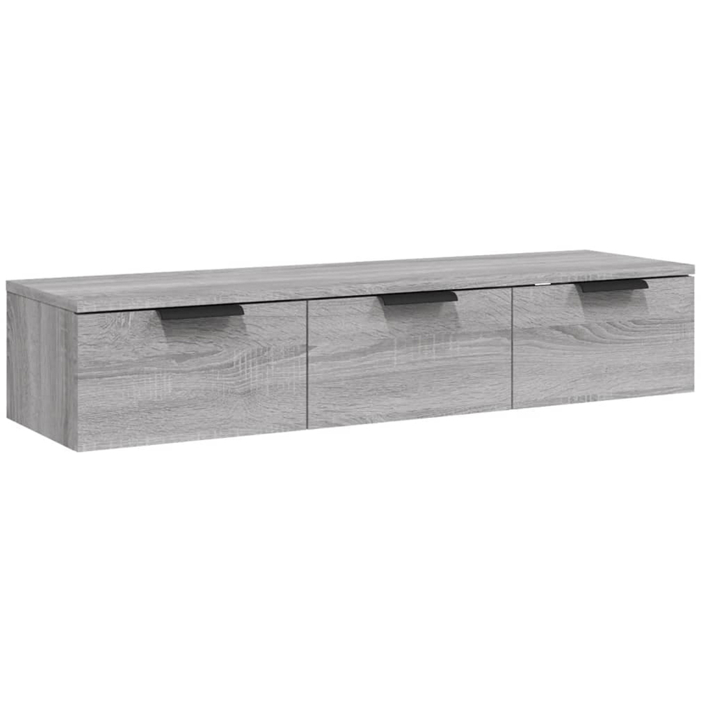vidaXL 3 Drawer Grey Sonoma Wall Mounted Cabinet Image 2