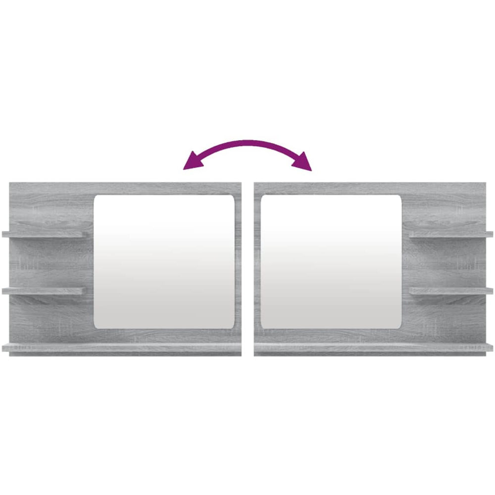 vidaXL 3 Shelf Grey Sonoma Wall Mounted Bathroom Mirror Image 5