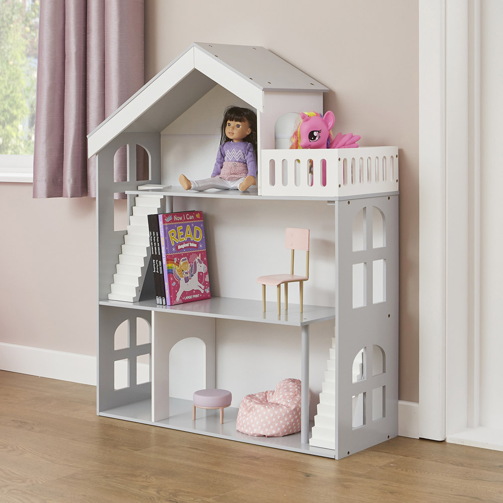 Liberty House Toys Kids Grey Dolls House Bookcase Image 7