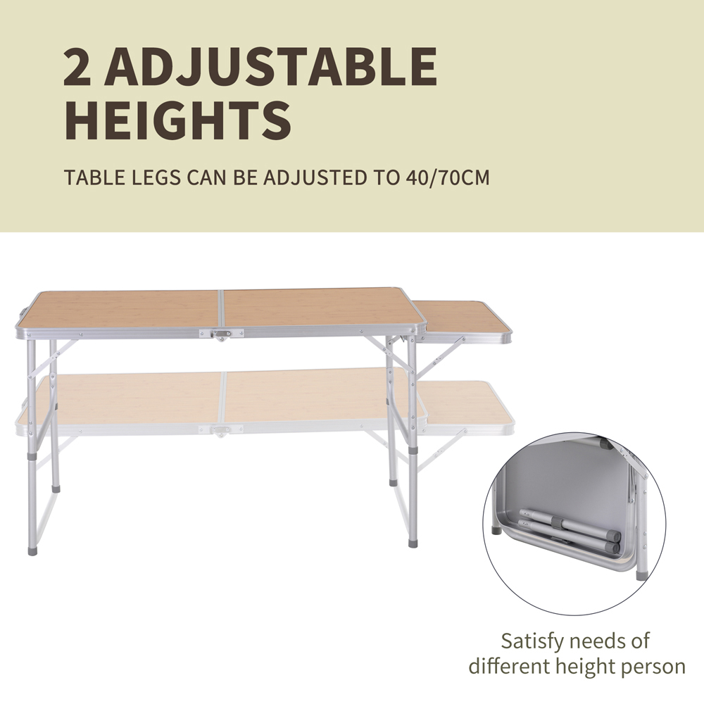 Outsunny Silver Aluminium Foldable Picnic Table 4ft Image 5