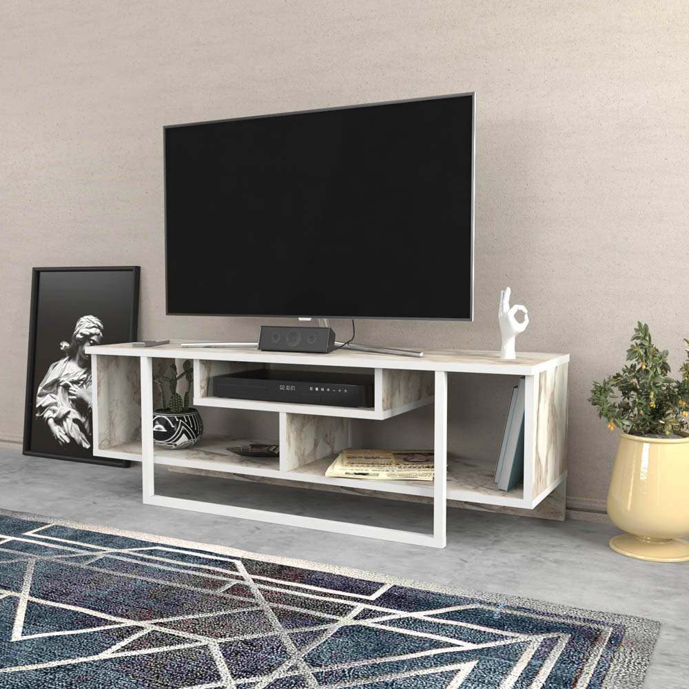 Decorotika Asal Ephesus and White Wide TV Unit Image 5