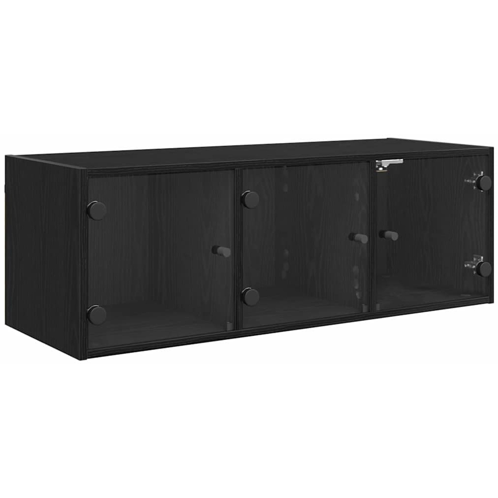 vidaXL 3 Glass Door Black Oak Wall Cabinet Image 2