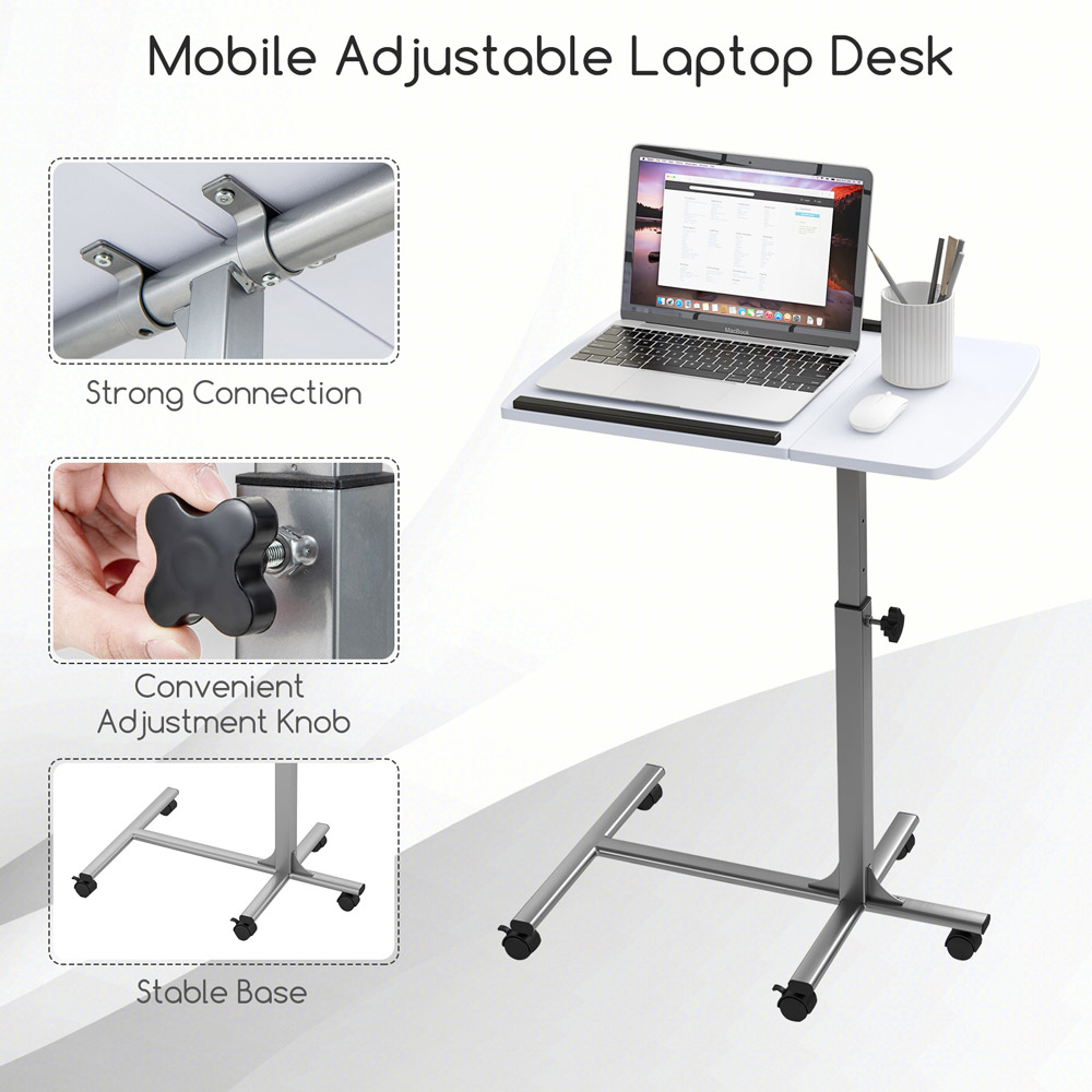 Costway Tilting Top Mobile Laptop Stand White Image 7