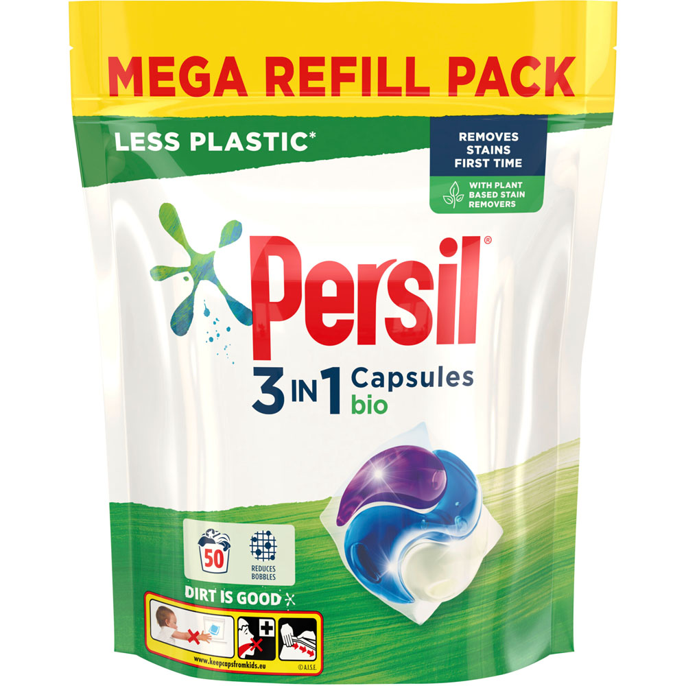 Persil Bio 3 in 1 Laundry Washing Capsules 50 Washes Image 1
