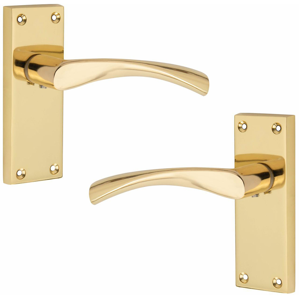 Golden Grace Gold Polished Brass Victorian Scroll Astrid Latch Door Handle 6 Pack 120 x 40mm Image 3